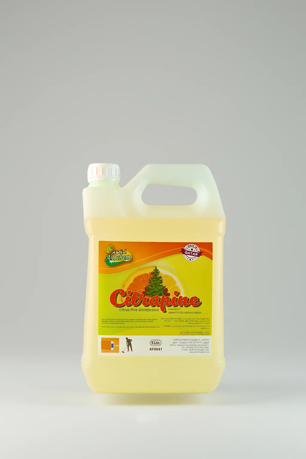 Adchem Citrapine Citrus Pine Disinfectant 5L for bathrooms, toilets, and garbage area cleaning available at Retailercart.