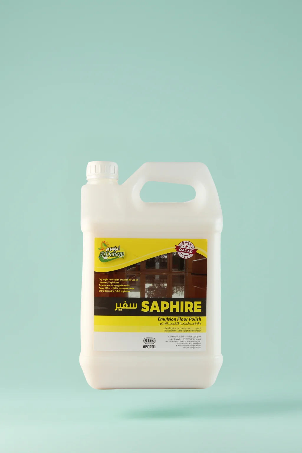 Adchem Saphire Dry Bright Floor Polish 5L emulsion for vinyl, terrazzo, and linoleum floors – Retailercart Qatar