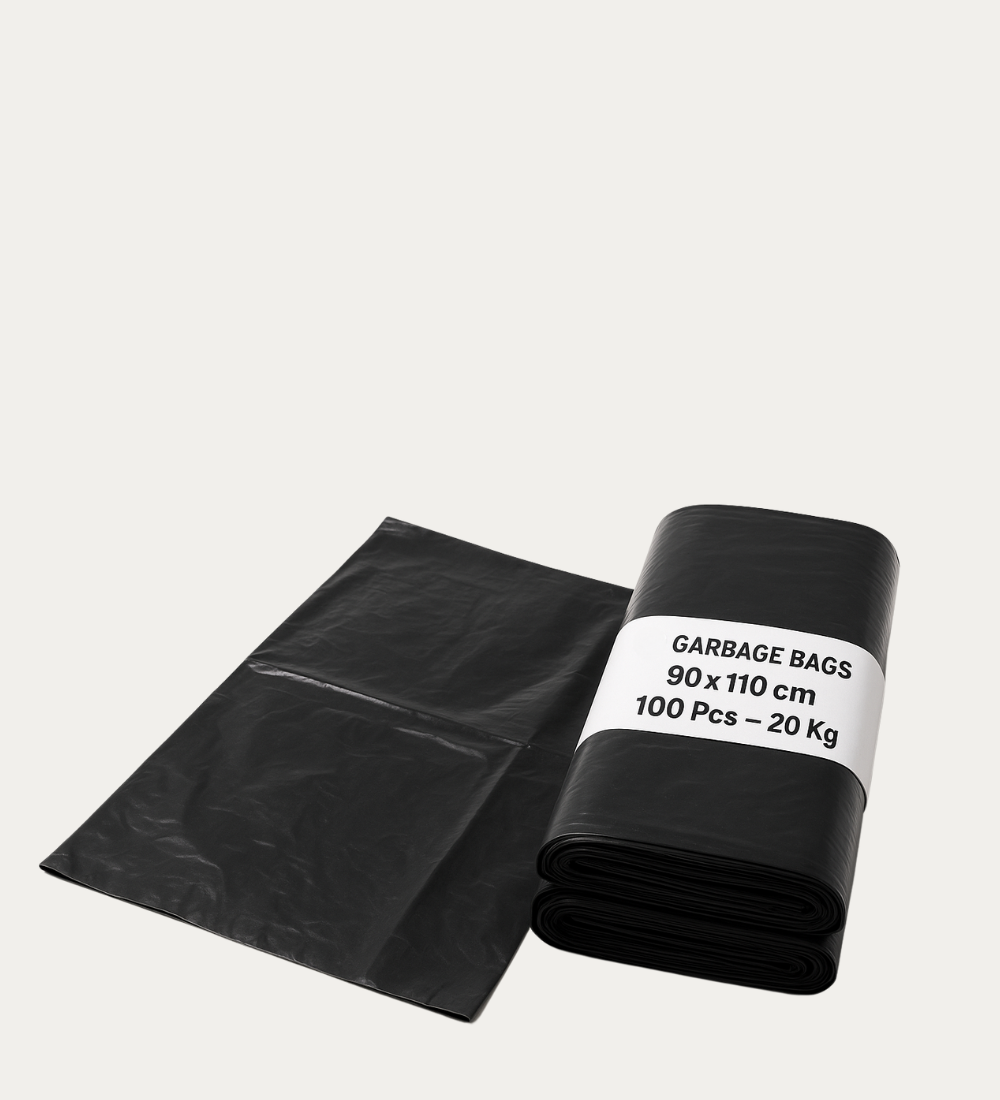 Bulk 90x110 cm heavy-duty garbage bags – 100 pcs in 6 packets for commercial and household use in Qatar