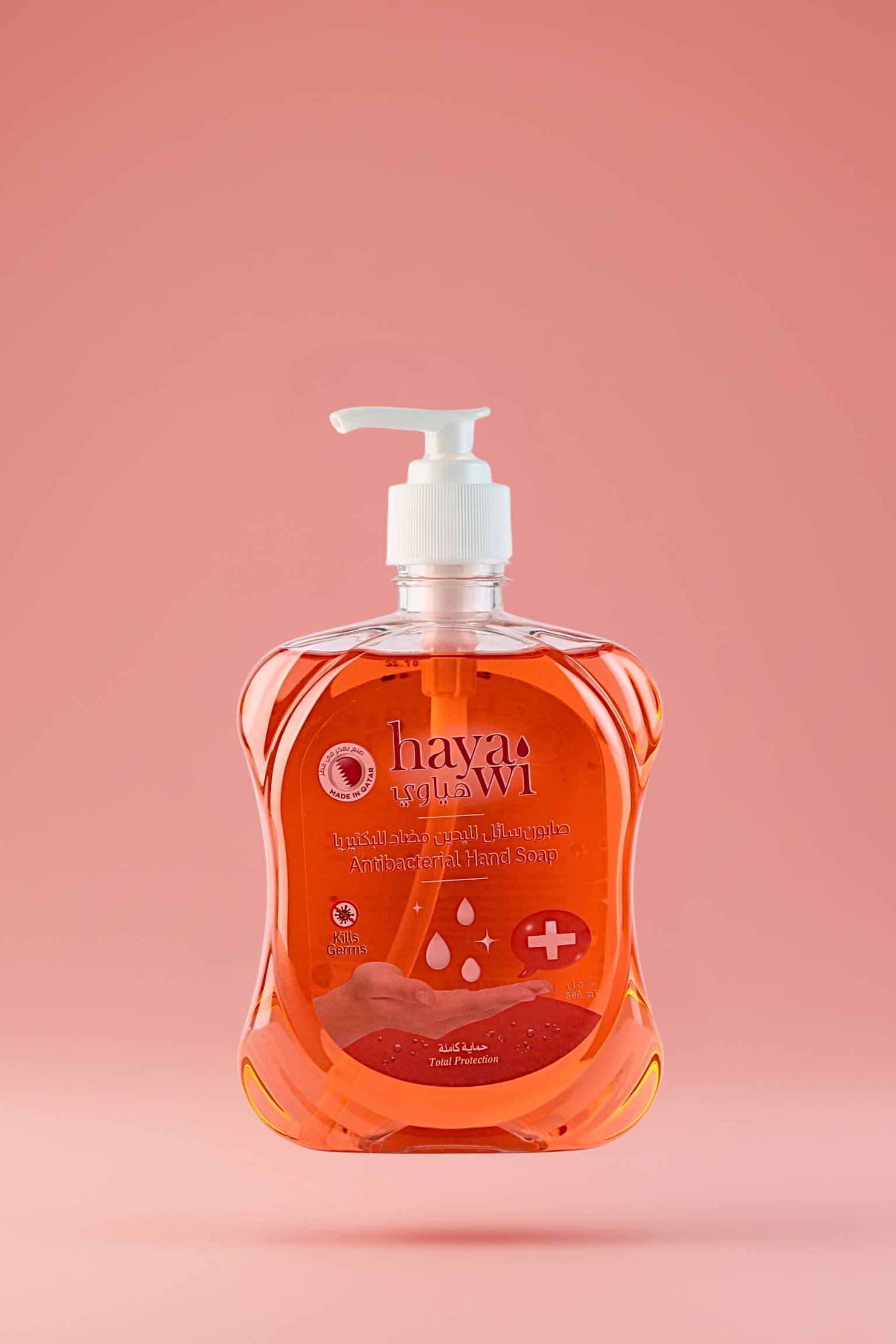 Hayawi Antibacterial Hand Soap Total Protection 500ml for gentle yet powerful daily hand hygiene in Qatar.