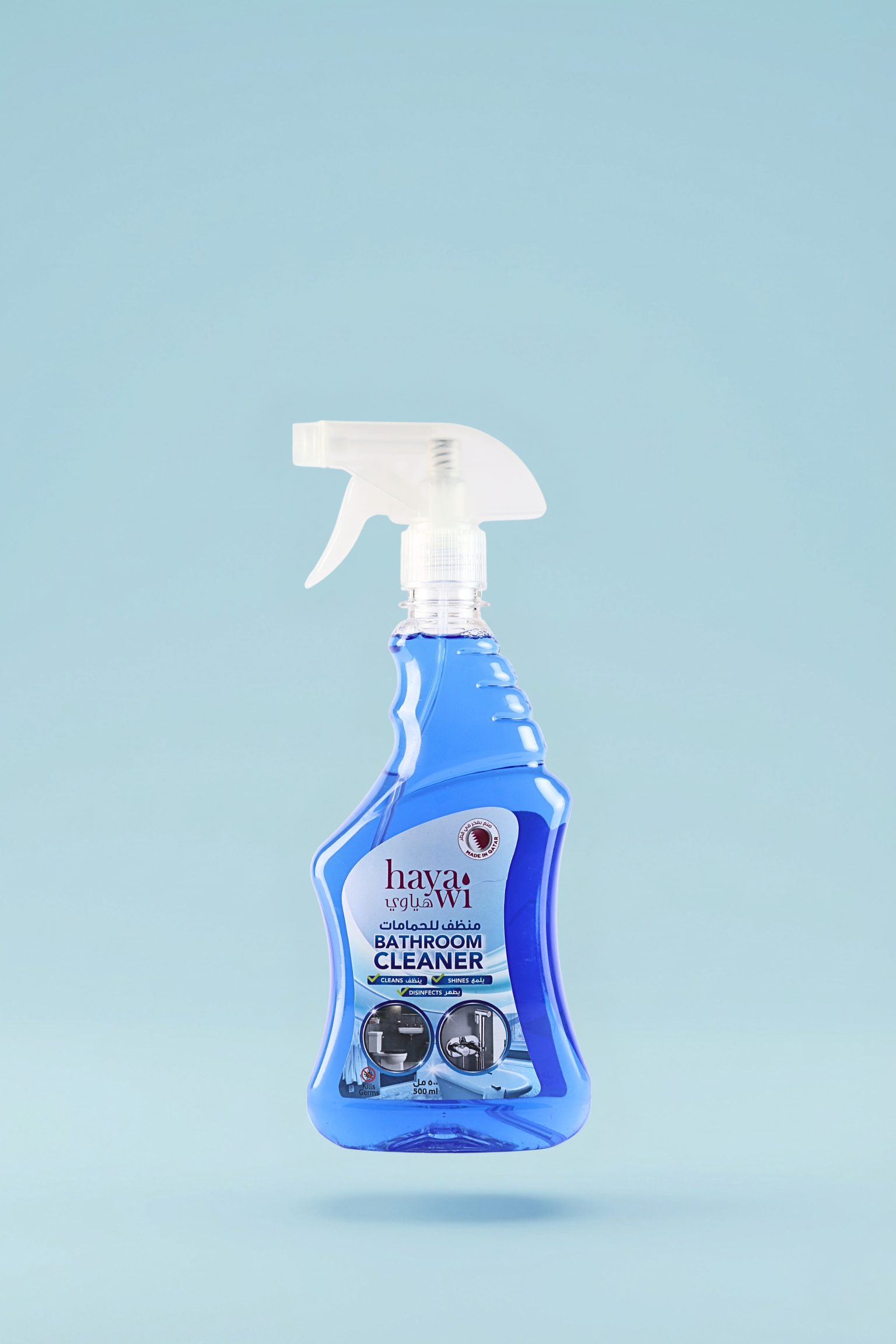 Hayawi Bathroom Cleaner 500ml for cleaning, shining, and disinfecting bathroom surfaces in Qatar.