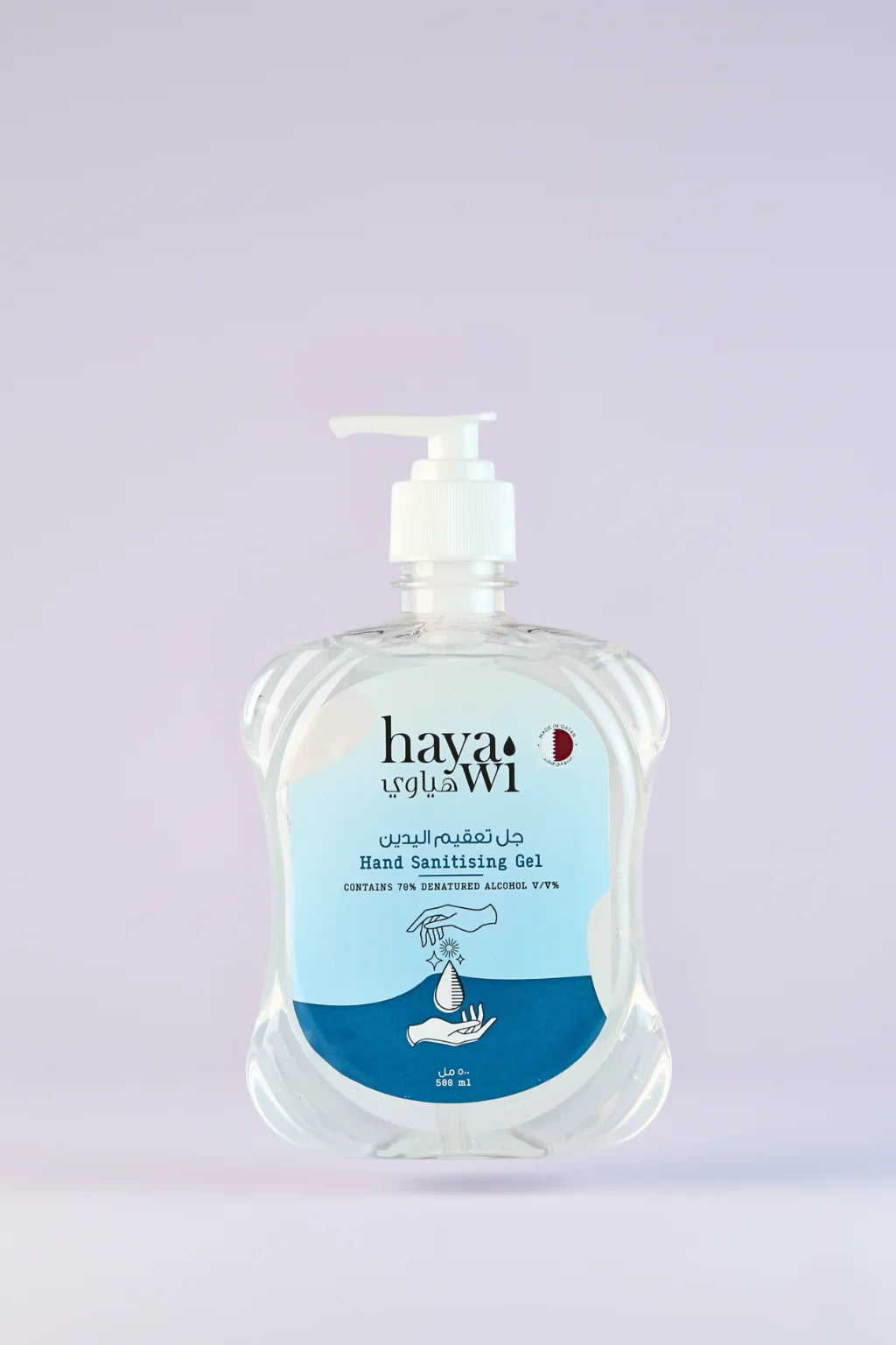 Hayawi Hand Sanitizing Gel 500ml in Qatar for fast germ protection and hand hygiene.