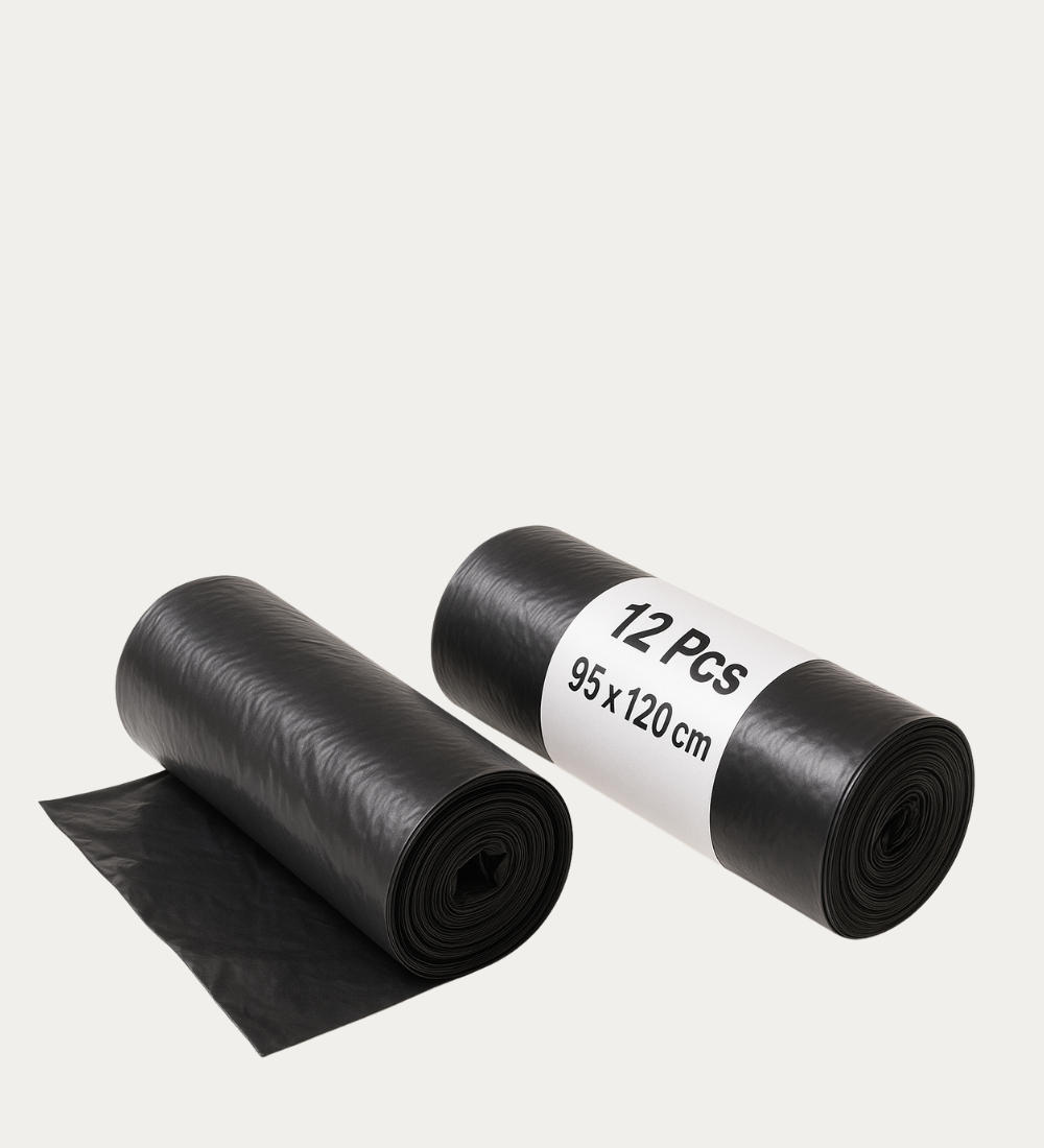 Twin pack of 95x120 cm heavy-duty garbage bags, 24 pcs, ideal for home and commercial waste disposal in Qatar