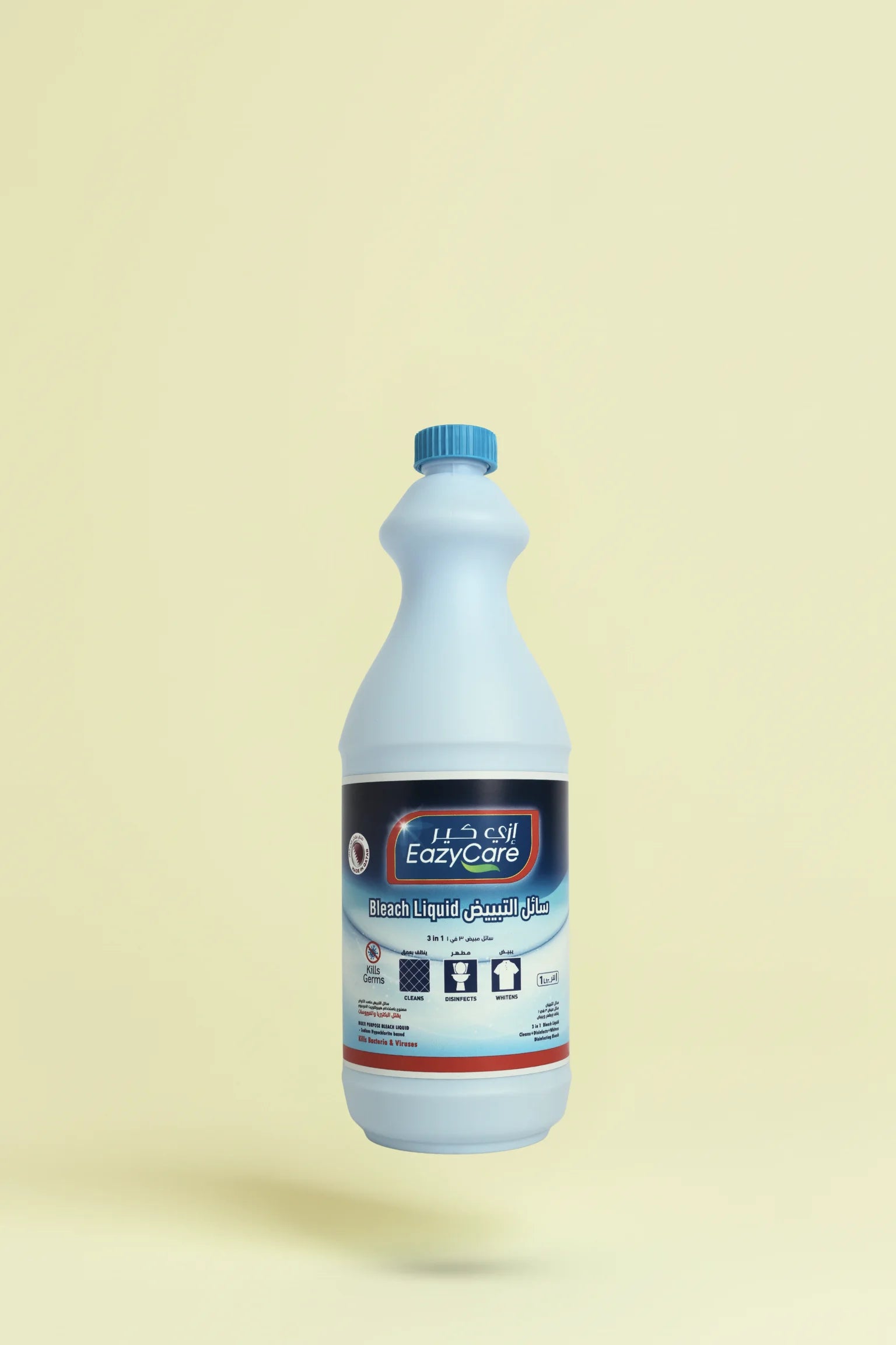 EazyCare Bleach Liquid 1L in Qatar for multi-purpose cleaning, disinfecting, and whitening use.