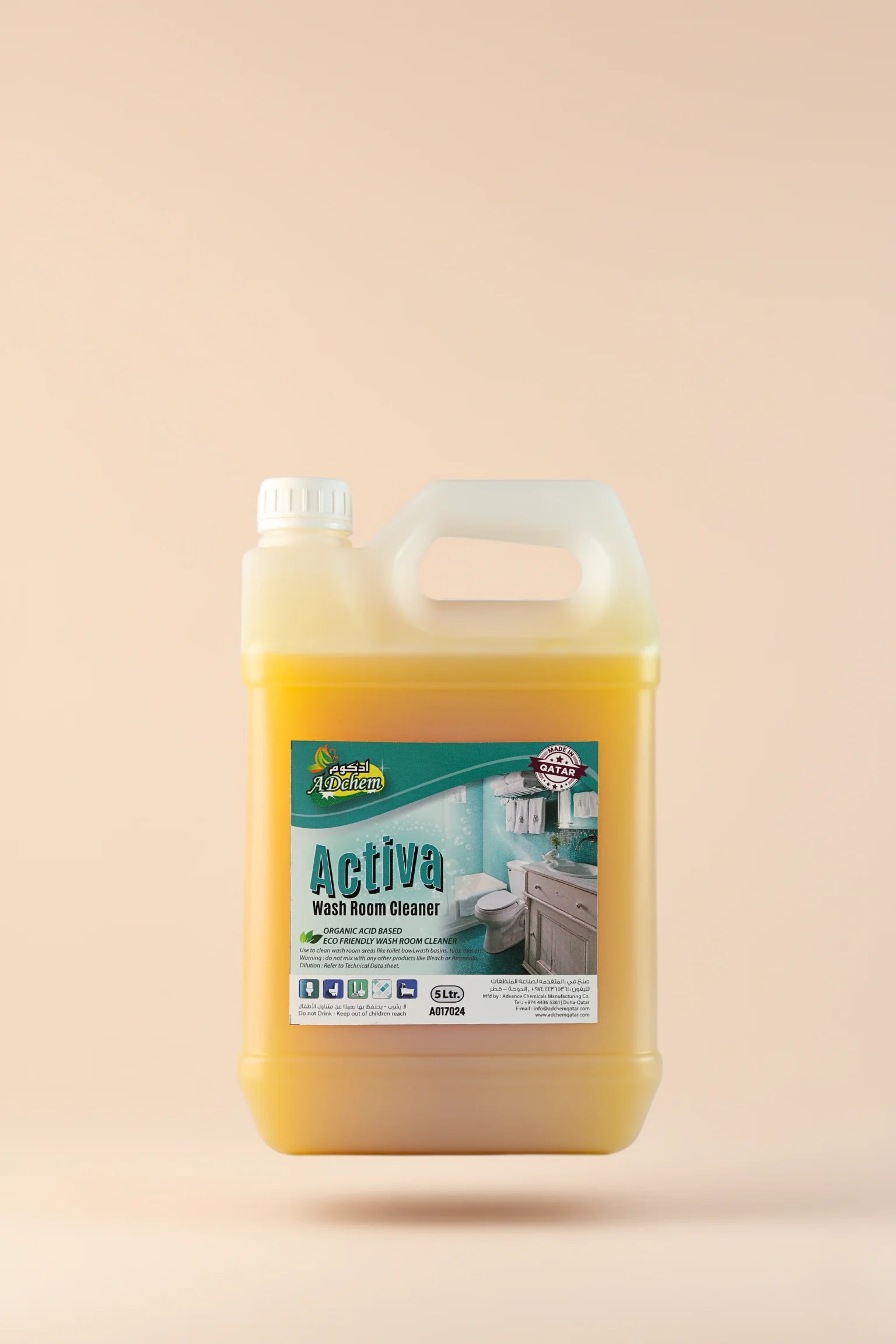 Adchem Activa Thickened Toilet Cleaner 5L for toilets, basins, and tiles from Retailercart Qatar.