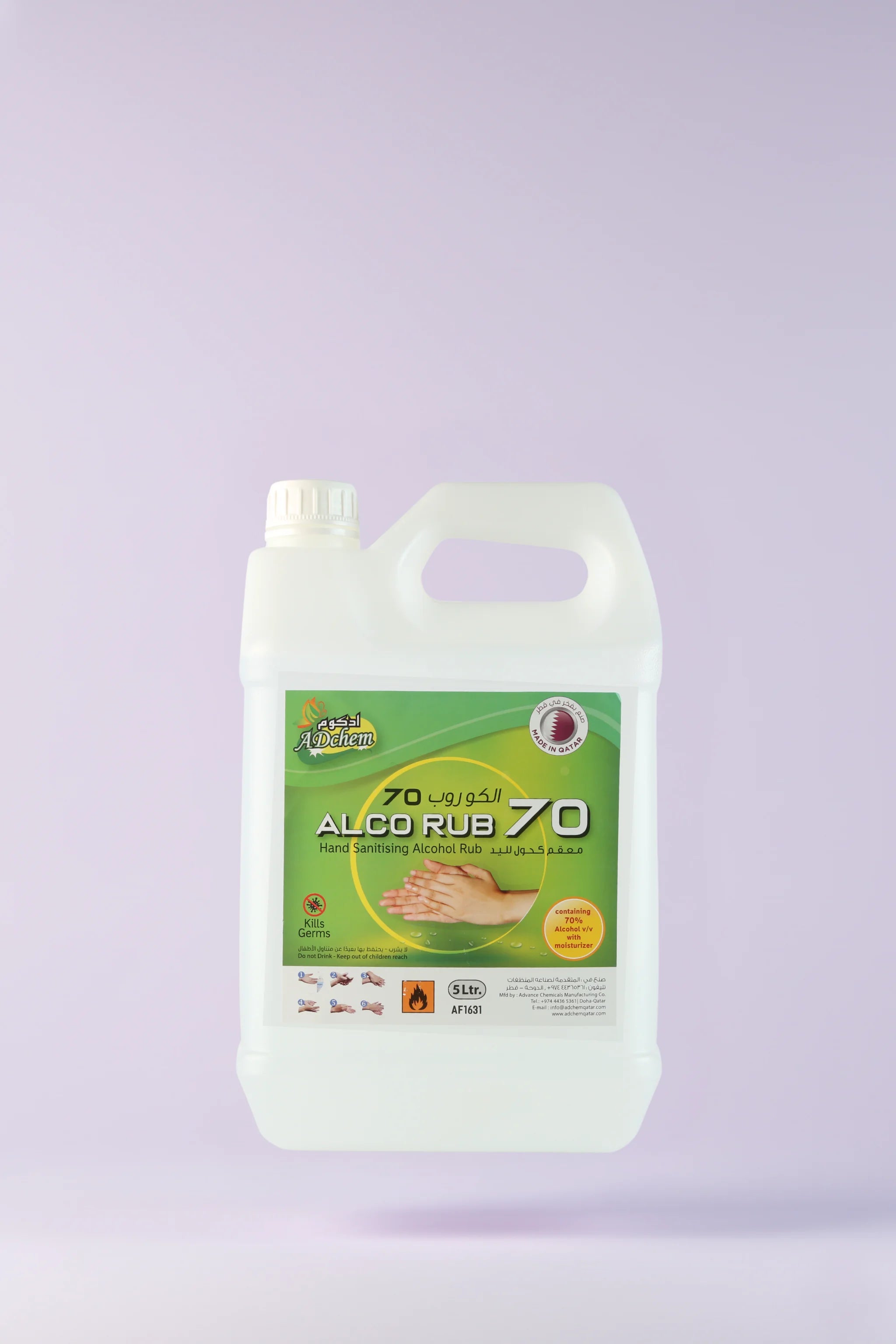 Adchem Alco Rub 70% Alcohol Hand Sanitising Rub 5L with moisturizer from Retailercart.