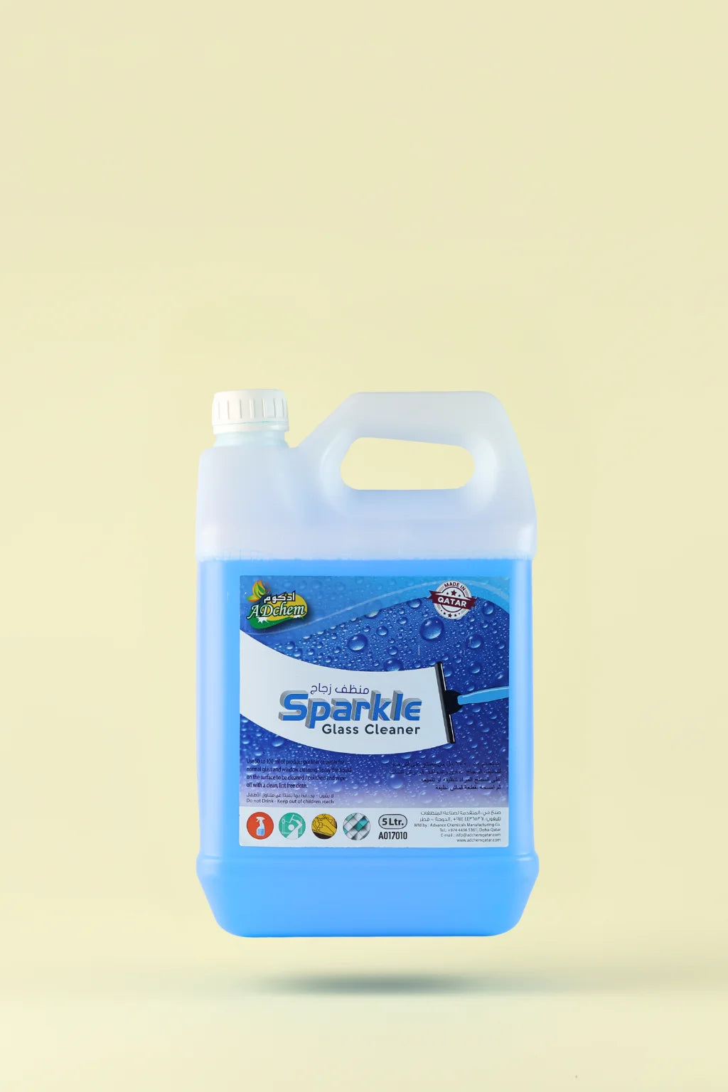 Adchem Sparkle Glass Cleaner 5L for streak-free glass and mirror cleaning from Retailercart Qatar.