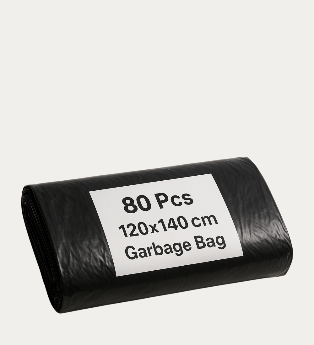 120x140 cm extra-large black garbage bags – 80 pcs pack for commercial and household use in Qatar
