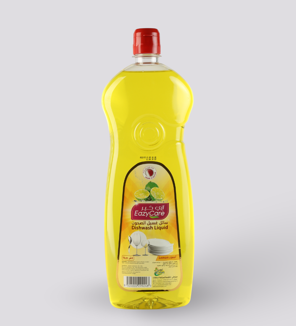 Dishwashing liquid in multiple sizes (500ml to 5L) for grease removal in Qatar, dishwash liquid in multiple bottle size and  in litre, photo shot of 500ml product.