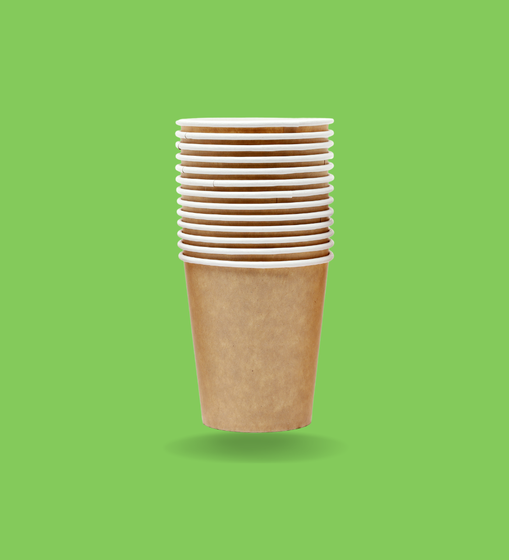 Disposable paper cups for serving hot and cold beverages at parties and events