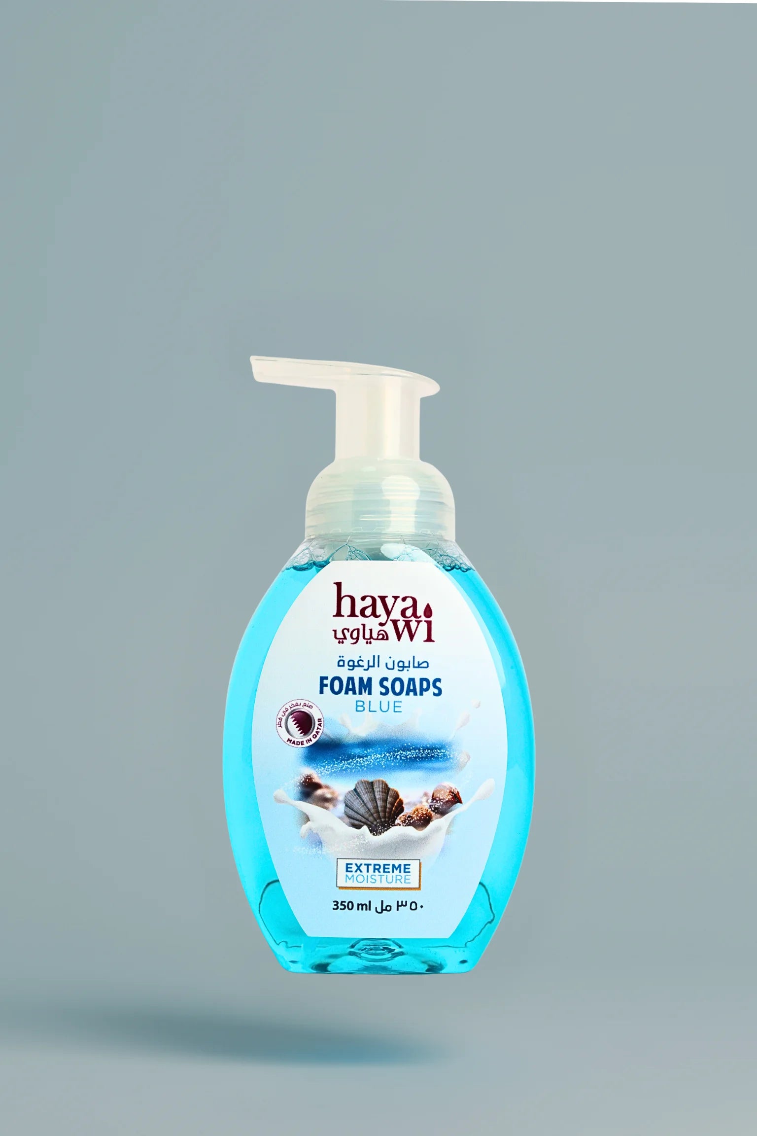 Hayawi Foam Soap Blue 350ml moisturizing foaming hand soap for daily hygiene in Qatar.