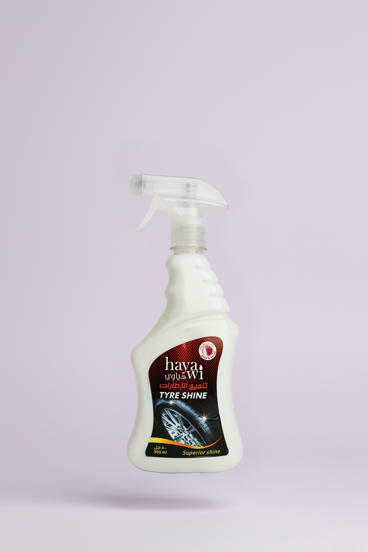 Hayawi Tyre Shine 500ml for superior gloss and long-lasting tyre protection in Qatar.