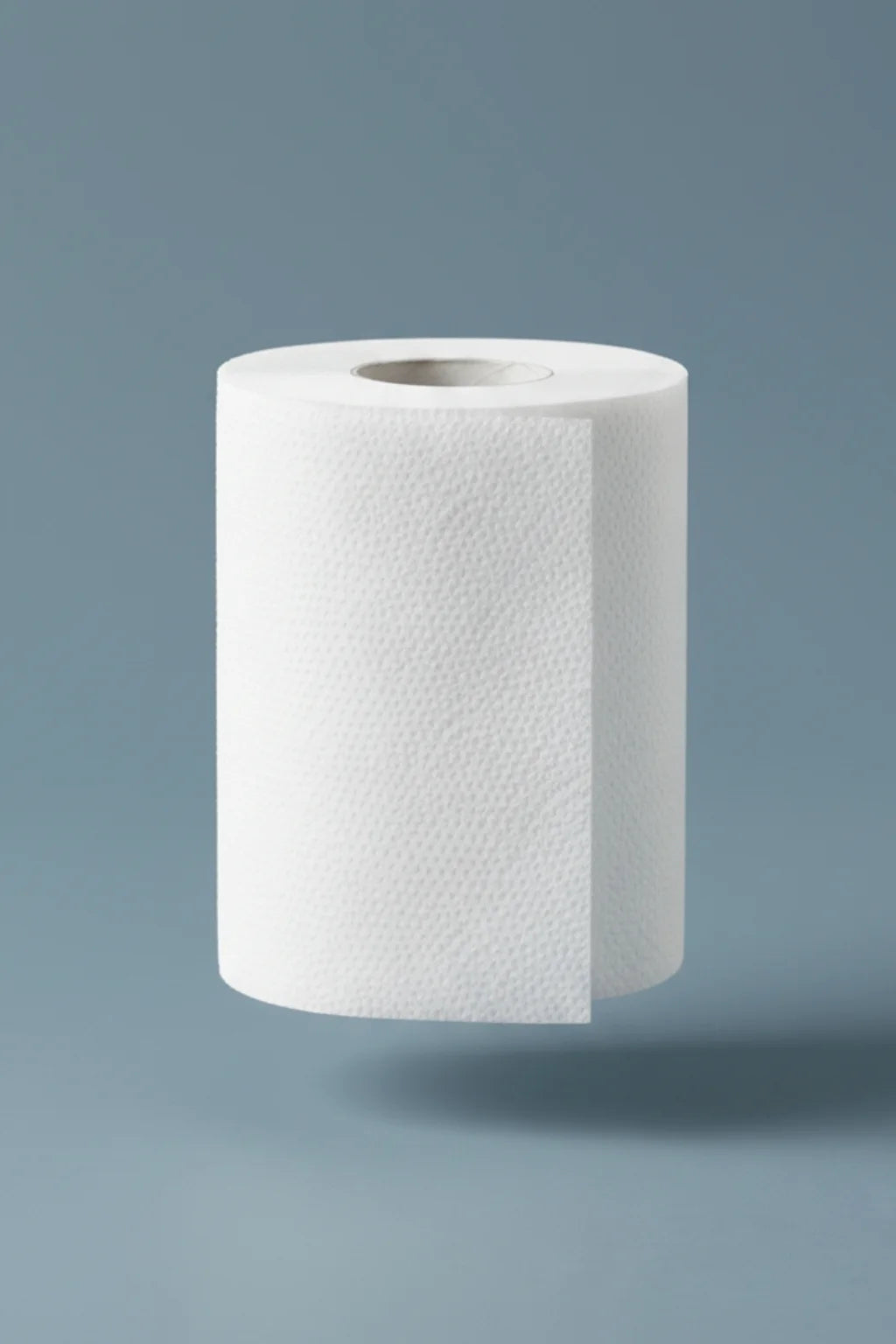 White paper towel roll on a gray background