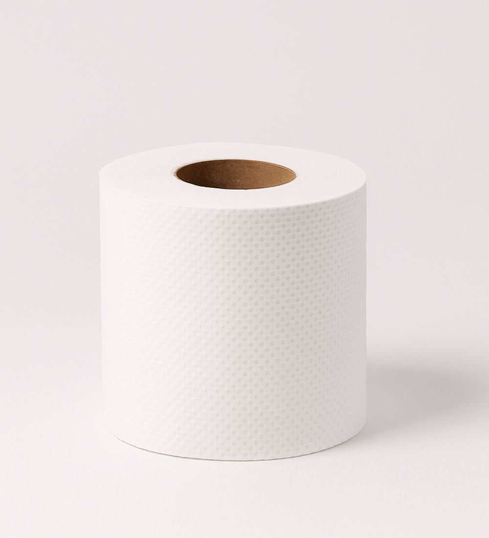 White toilet roll on a white background